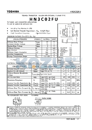 HN3C02FU datasheet - NPN EPITAXIAL PLANAR TYPE (TV TUNER, UHF CONVERTER, UHF RF AMPLIFIER APPLICATIONS)