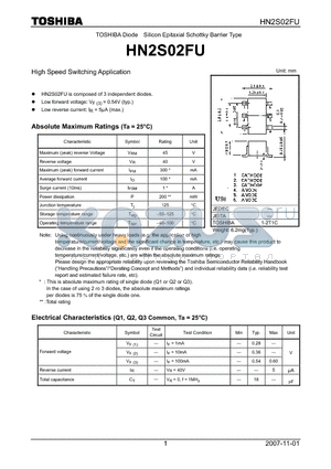 HN2S02FU datasheet - High Speed Switching Application