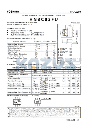 HN3C03FU datasheet - NPN EPITAXIAL PLANAR TYPE (TV TUNER, UHF CONVERTER, UHF RF AMPLIFIER APPLICATIONS)