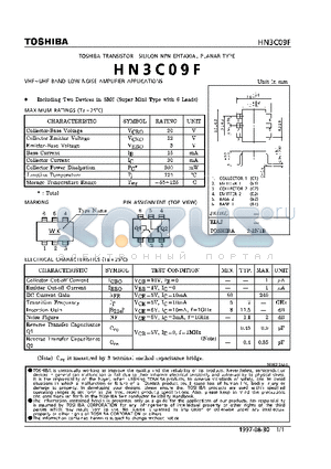 HN3C09F datasheet - NPN EPITAXIAL PLANAR TYPE (VHF~UHF BAND LOW NOISE AMPLIFIER APPLICATIONS)