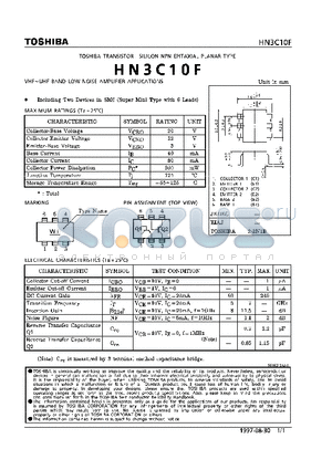 HN3C10F datasheet - NPN EPITAXIAL PLANAR TYPE (VHF~UHF BAND LOW NOISE AMPLIFIER APPLICATIONS)