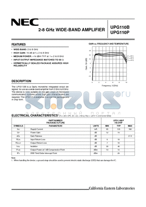 UPG110P datasheet - 2-8 GHZ WIDE-BAND AMPLIFIER