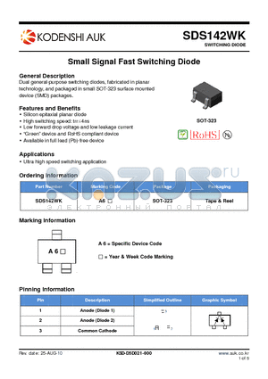 SDS142WK datasheet - Small Signal Fast Switching Diode