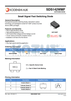 SDS142WMF datasheet - Small Signal Fast Switching Diode