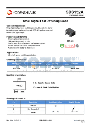 SDS152A datasheet - Small Signal Fast Switching Diode