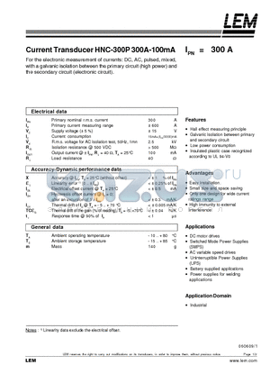 HNC-300P datasheet - Current Transducer