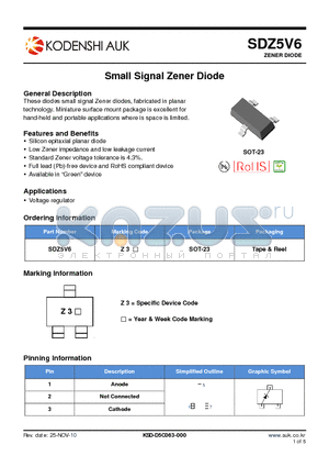 SDZ5V6 datasheet - Small Signal Zener Diode