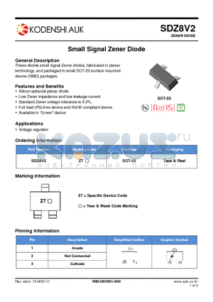 SDZ8V2 datasheet - Small Signal Zener Diode