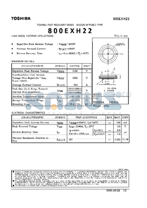 800EXH22 datasheet - FAST RECOVERY DIODE (HIGH SPEED RECTIFIER APPLICATIONS)