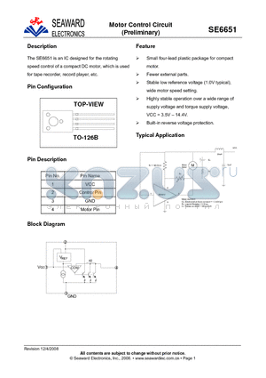 SE6651 datasheet - Motor Control Circuit