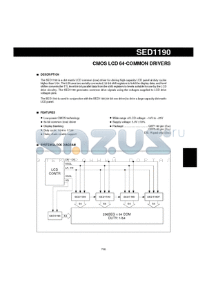 SED1190 datasheet - CMOS LCD 64-COMMON DRIVERS