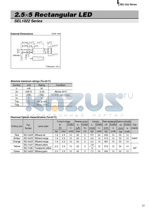 SEL1822D datasheet - 2.5x5 Rectangular LED