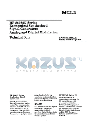 HP8656 datasheet - ECONOMICAL SYNTHESIZED SIGNAL GENERATORS ANALOG AND DIGITAL MODULATION