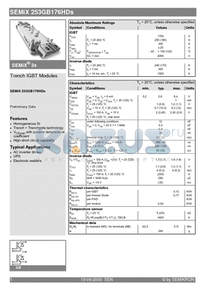 SEMIX253GB176HDS datasheet - Trench IGBT Modules