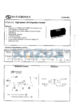 NT805-053 datasheet - High Speed LAN Magnetics Module