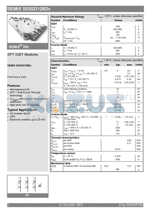SEMIX553GD128DC_06 datasheet - SPT IGBT Modules