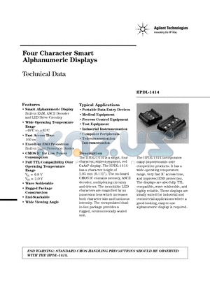 HPDL-1414_00 datasheet - Four Character Smart Alphanumeric Displays