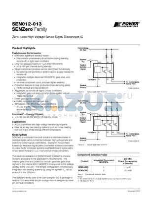 SEN013DG datasheet - Zero Loss High Voltage Sense Signal Disconnect IC