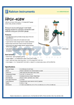 HPGV-4GBW datasheet - 3000 psi (210 bar) HPGV pump