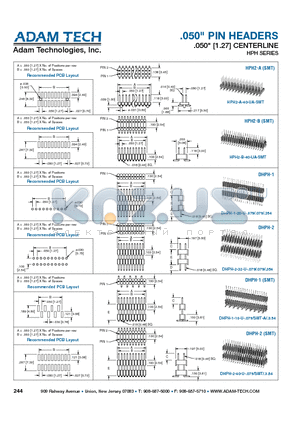 HPH2-B-40-UA-SMT datasheet - .050 PIN HEADERS .050 [1.27] CENTERLINE