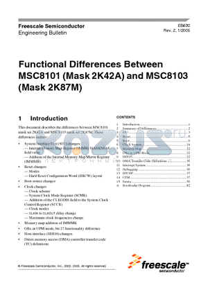 EB632 datasheet - Functional Differences Between MSC8101 (Mask 2K42A) and MSC8103 (Mask 2K87M)