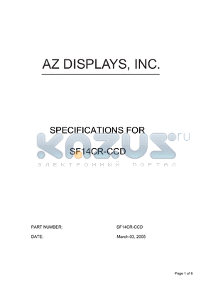 SF14CR-CCD datasheet - color camera incorporates the Sharp 1/4 CCD image sensor