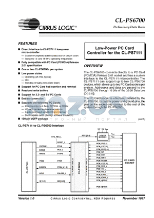 CL-PS6700 datasheet - Low-Power PC Card Controller for the CL-PS7111