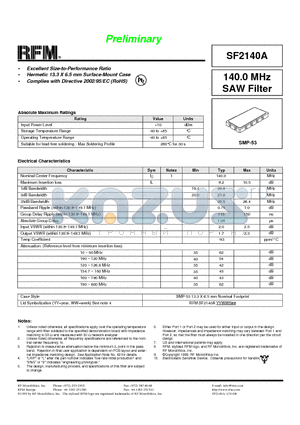 SF2140A datasheet - Excellent Size-to-Performance Ratio
