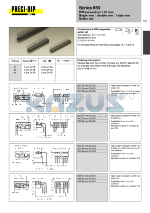 853-99-016-20-002 datasheet - PCB connectors 1.27 mm Single row / double row / triple row Solder tail