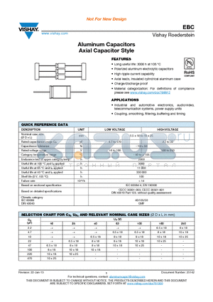 EBC datasheet - Aluminum Capacitors Axial Capacitor Style