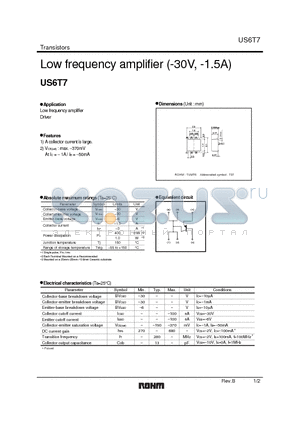 US6T7 datasheet - Low frequency amplifier (-30V, -1.5A)