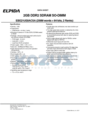 EBE21UE8ACSA-6E-E datasheet - 2GB DDR2 SDRAM SO-DIMM