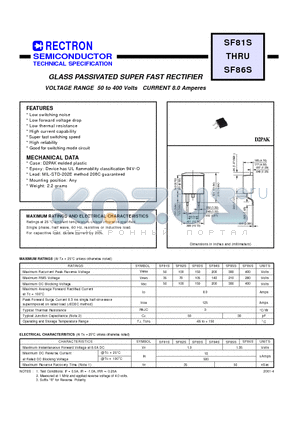 SF84S datasheet - GLASS PASSIVATED SUPER FAST RECTIFIER (VOLTAGE RANGE 50 to 400 Volts CURRENT 8.0 Amperes)