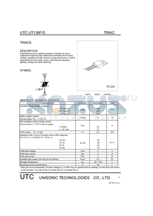 UT136G datasheet - TRIACS