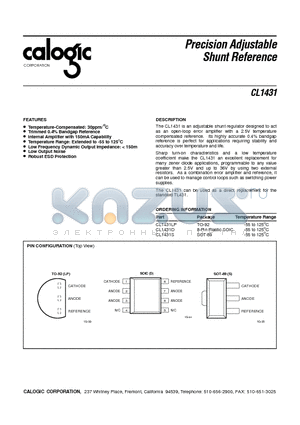 CL1431S datasheet - Precision Adjustable Shunt Reference