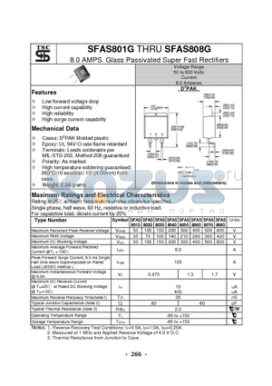 SFAS808G datasheet - 8.0 AMPS. Glass Passivated Super Fast Rectifiers