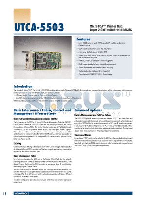 UTCA-5503-2000E datasheet - MicroTCA Carrier Hub: Layer 2 GbE switch with MCMC