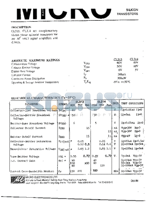 CL314 datasheet - SILICON TRANSISTORS