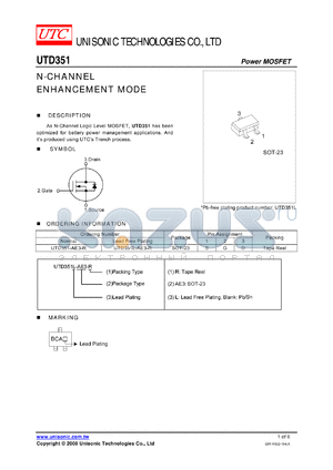 UTD351L-AE3-R datasheet - N-CHANNEL ENHANCEMENT MODE