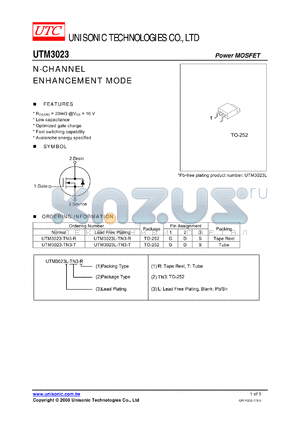UTM3023L-TN3-T datasheet - N-CHANNEL ENHANCEMENT MODE