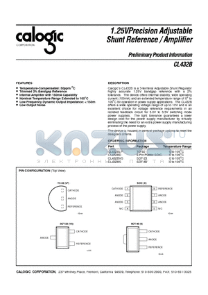 CL432BLP datasheet - 1.25VPrecision Adjustable Shunt Reference / Amplifier