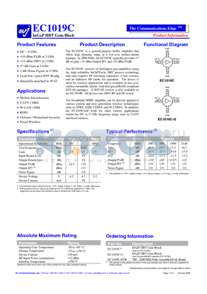 EC1019C datasheet - InGaP HBT Gain Block