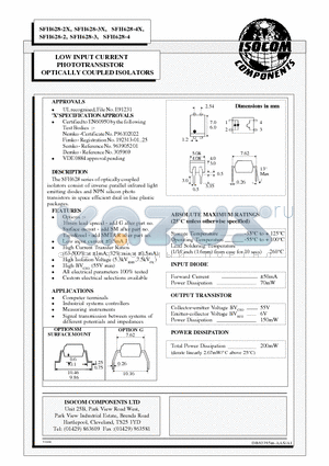 SFH628-3 datasheet - LOW INPUT CURRENT PHOTOTRANSISTOR OPTICALLY COUPLED ISOLATORS