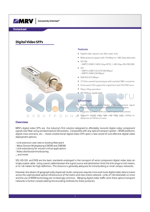 SFP-3654-SDI-RX datasheet - Digital Video SFPs