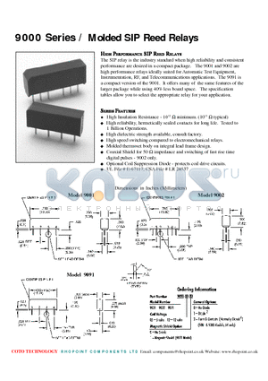 9002 datasheet - Molded SIP Reed Relays