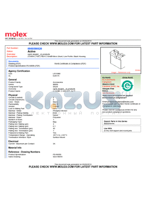 90059-0020 datasheet - 2.54mm (.100) Pitch C-Grid^ Micro Shunt, Low Profile, Black Housing