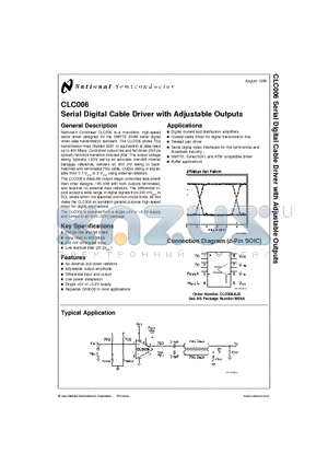 CLC006 datasheet - Serial Digital Cable Driver with Adjustable Outputs