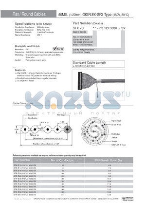 SFX-S20-7/0.1273030-SV datasheet - 50MIL (1.27mm) OKIFLEX-SFX Type (150V, 80`C)