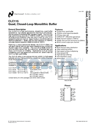 CLC115AI datasheet - Quad, Closed-Loop Monolithic Buffer