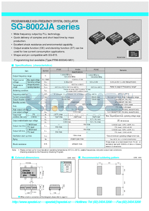 SG-8002JA datasheet - PROGRAMMABLE HIGH-FREQUENCY CRYSTAL OSCILLATOR